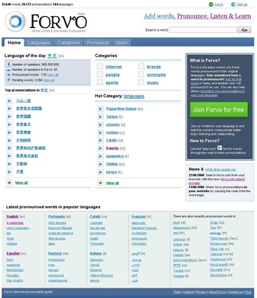 Forvo- the pronunciation guide. All the words in the world pronounced by native speakers