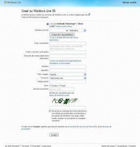 Crear Windows Live ID