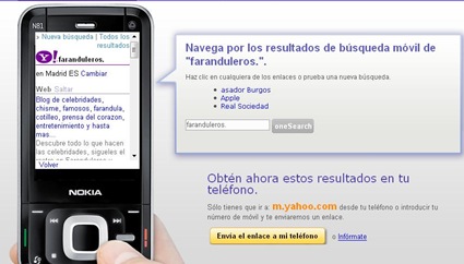 Yahoo! oneSearch™ en tu móvil.