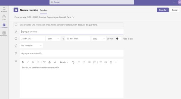 Como programar reuniones en teams